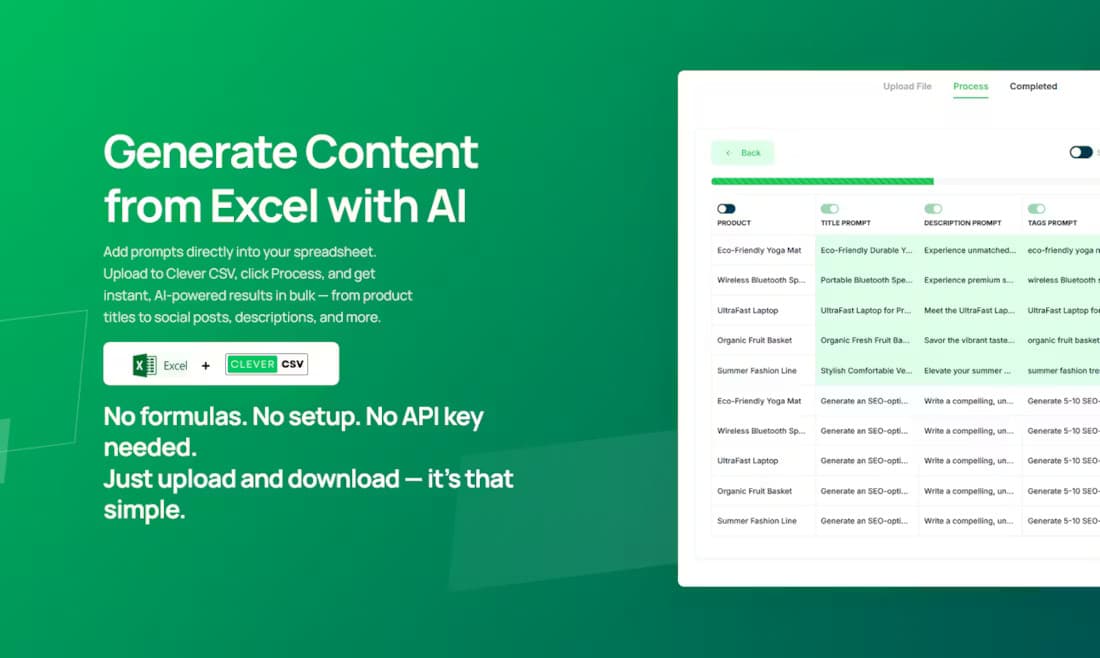 Built CleverCSV.com to turn Excel and CSV files into AI-powered automation tools